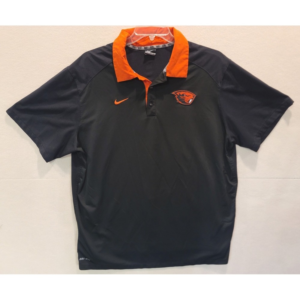 Oregon State Beavers Polo shirt Dri fit Nike vintage size XXL black orange